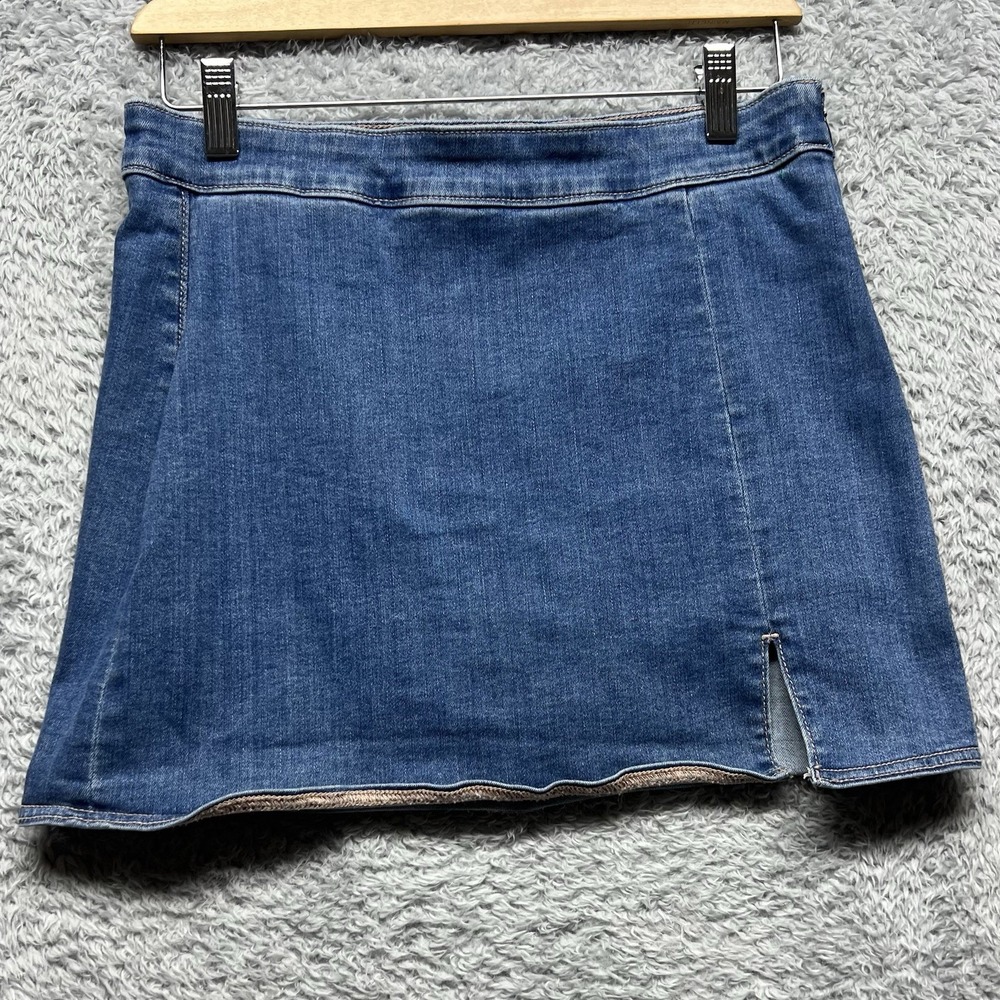 American Eagle High Rise Mini‎ Skirt Womens 4 Blue Stretchy Denim Boho Festival